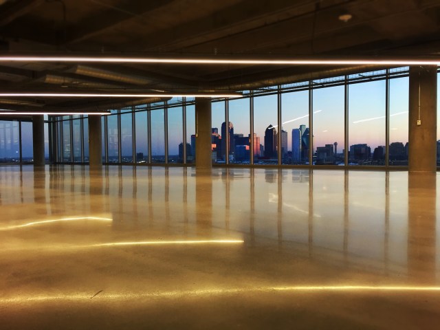 Expansion-ready open space and gorgeous sunset view of Downtown Dallas